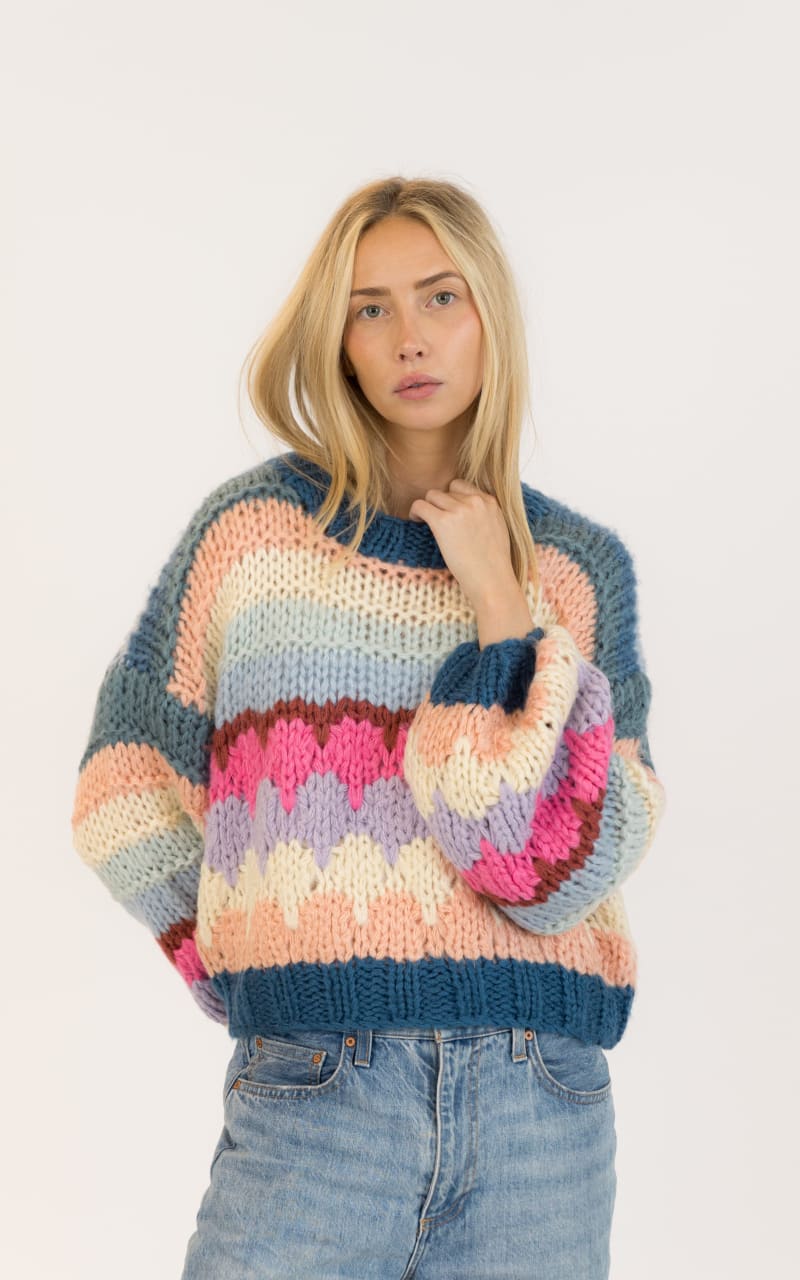 Lyla + Luxe Hannah Handmade Crewneck Sweater in Multi
