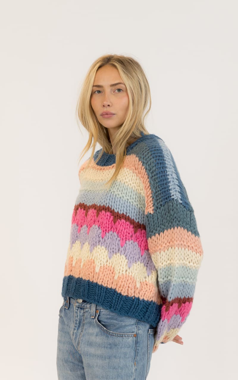 Lyla + Luxe Hannah Handmade Crewneck Sweater in Multi