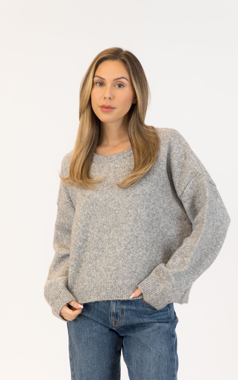 Lyla + Luxe Holly Crewneck Sweater in Grey SWEATER &