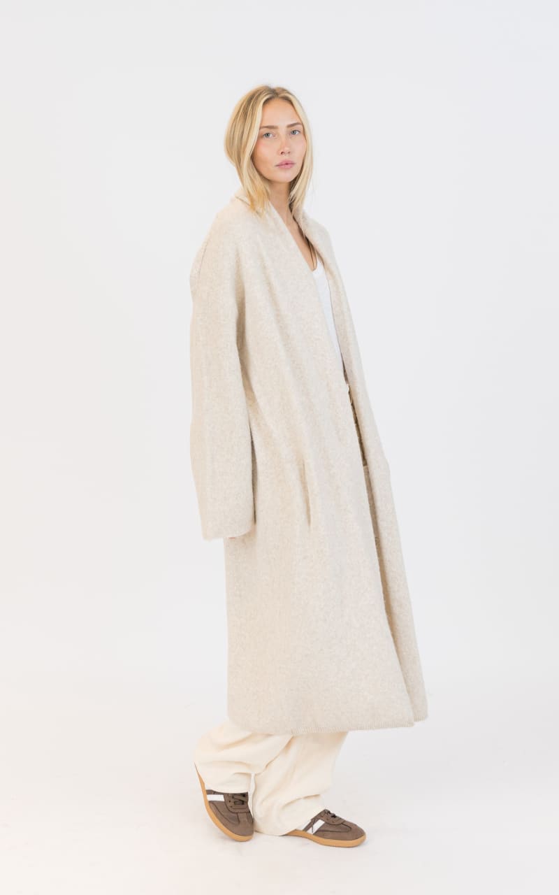 Lyla + Luxe Hugh Shawl Collar Coat in Beige JACKET