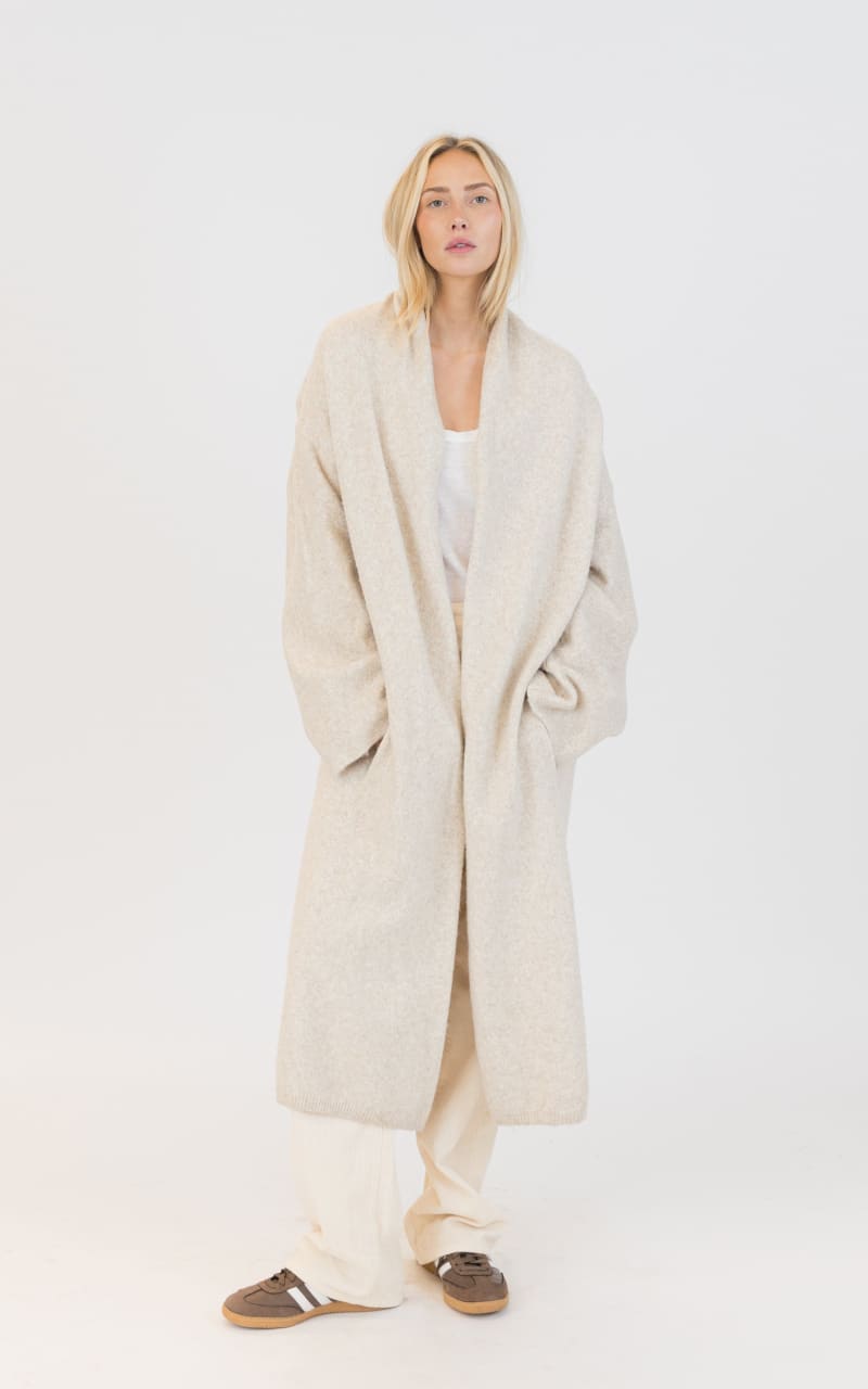 Lyla + Luxe Hugh Shawl Collar Coat in Beige JACKET