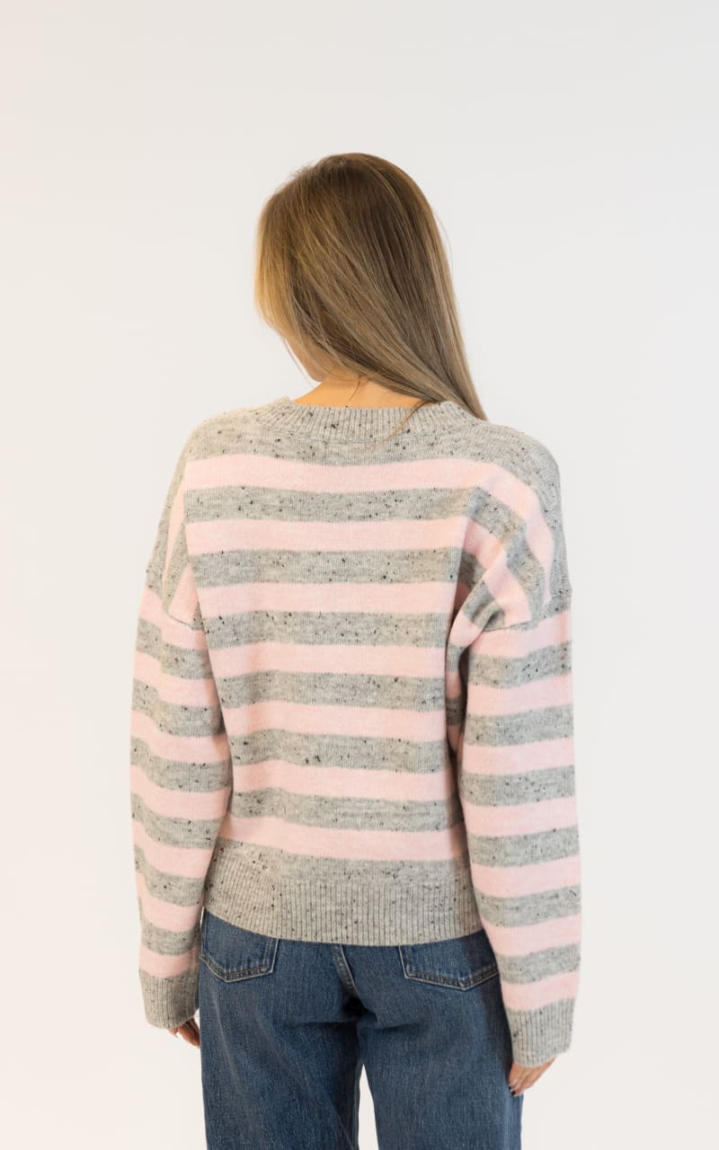 Lyla + Luxe Jessie Fleck Sweater in Light Grey Pink SWEATER