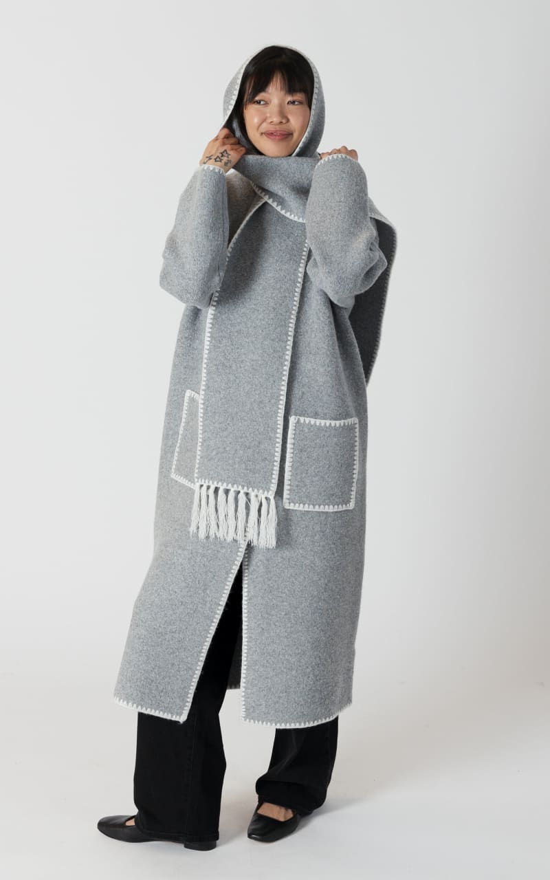 Lyla + Luxe- Delaney Long Coat with Detachable Scarf