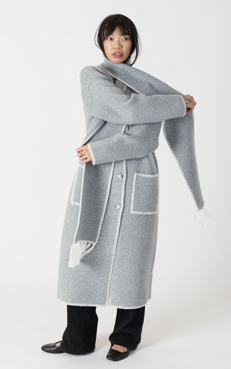 Lyla + Luxe- Delaney Long Coat with Detachable Scarf