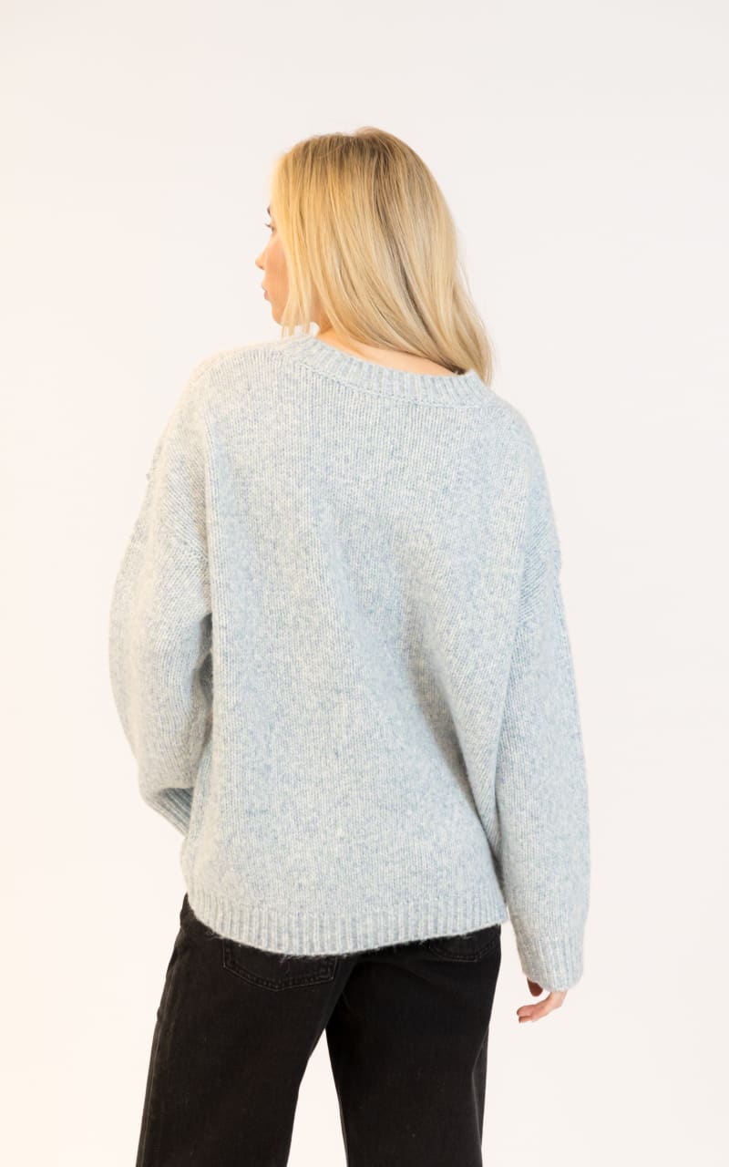Lyla + Luxe Opal Crewneck Sweater in Blue Green Marl