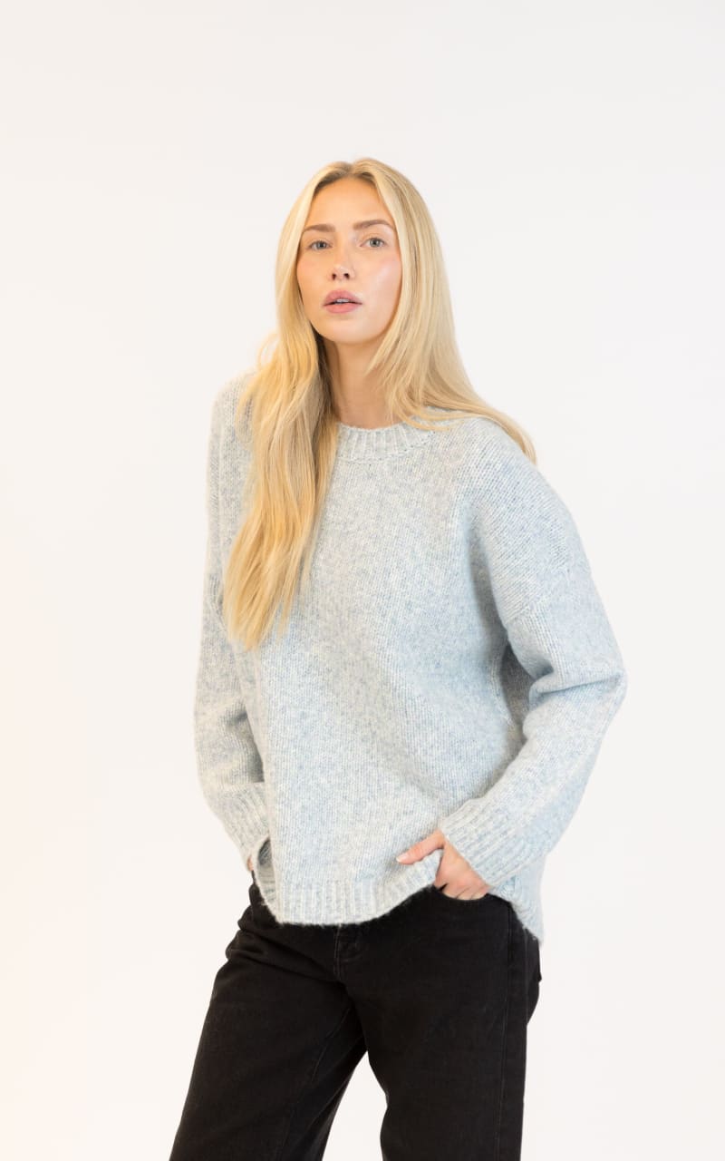 Lyla + Luxe Opal Crewneck Sweater in Blue Green Marl