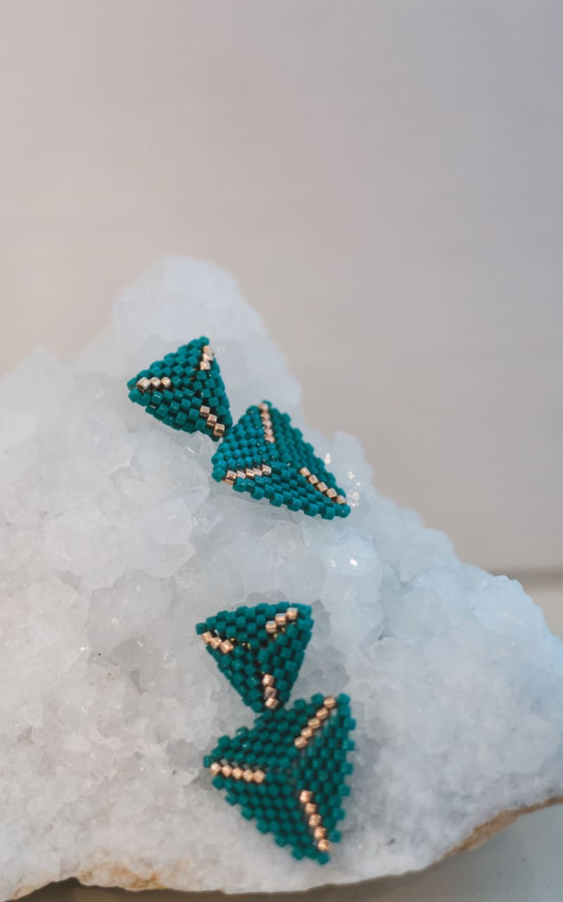 Mamawi Creations - Peyote Studs Dark Teal jewelry