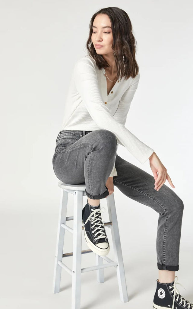 Mavi Women's Kathleen High Rise Slim Boyfriend Jeans In Light Grey