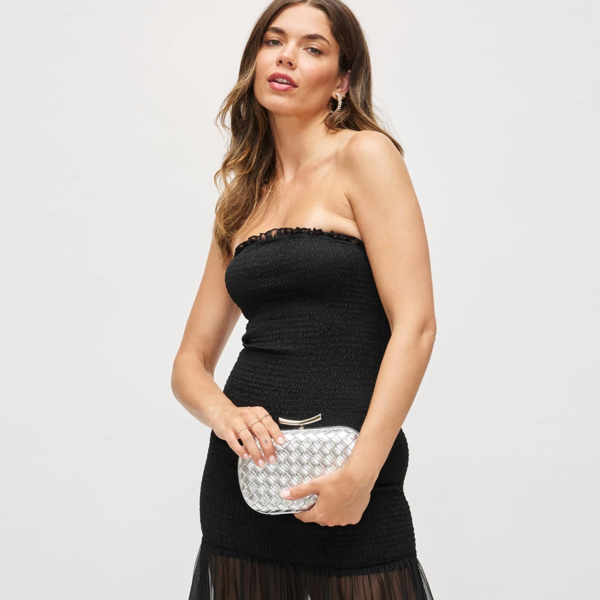 Urban Expression- Allison Weaved Evening Bag in Silver