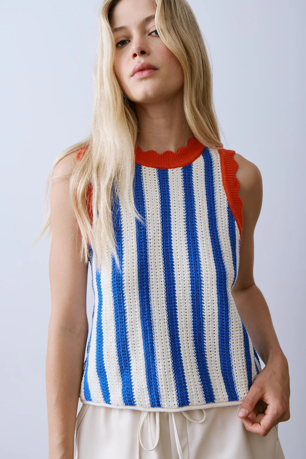 Melissa Nepton- Azul Striped Sleeveless Sweater