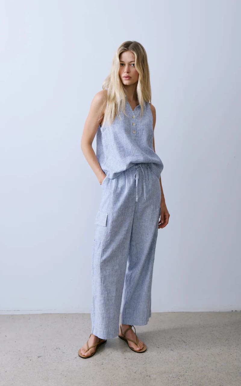 Melissa Nepton- Bassin Linen Blouse in Navy Stripe