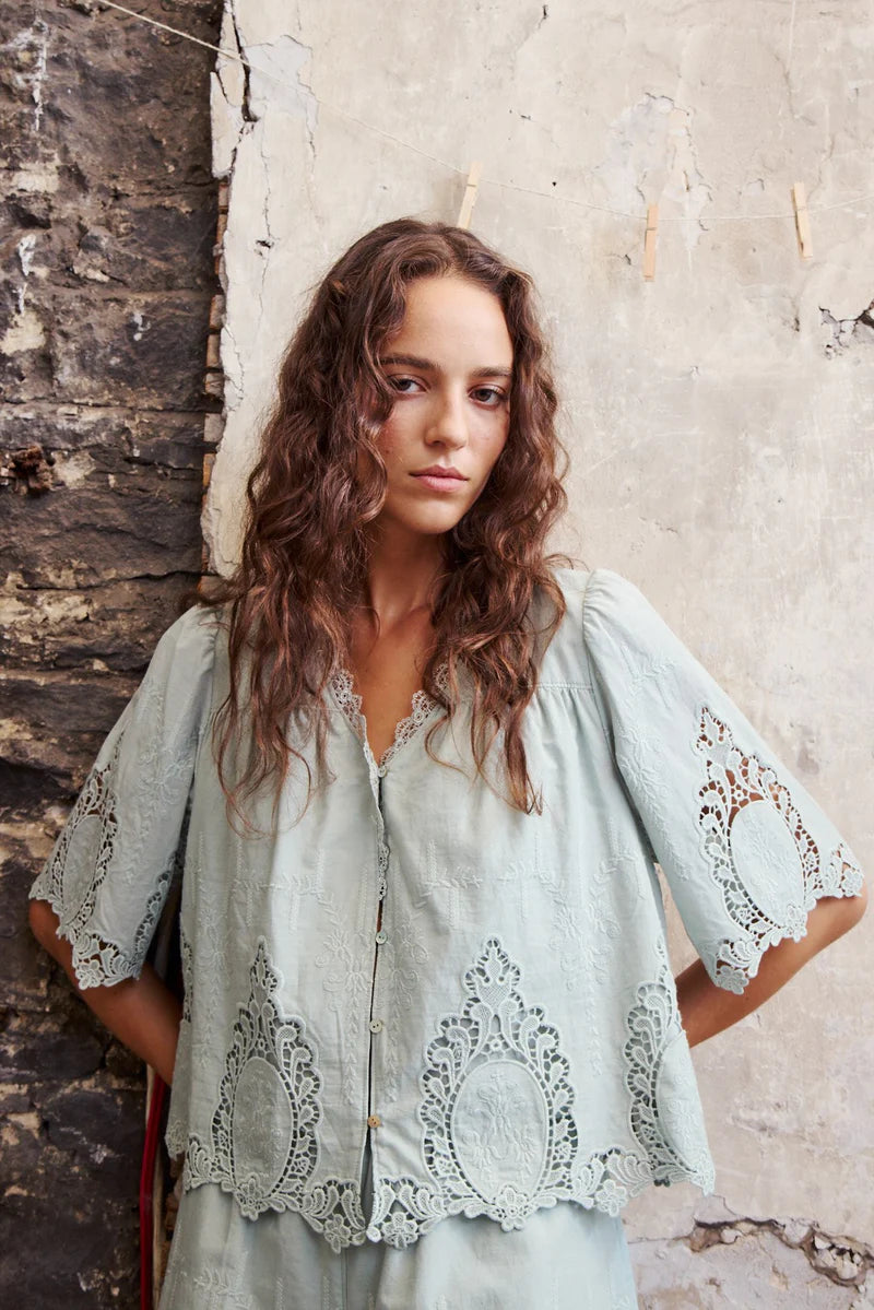 Melissa Nepton- Maoli Blouse in Seafoam