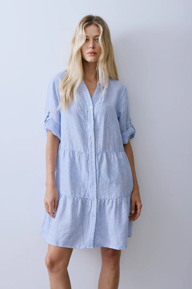 Melissa Nepton- Morel Dress in Blue Pin Stripe