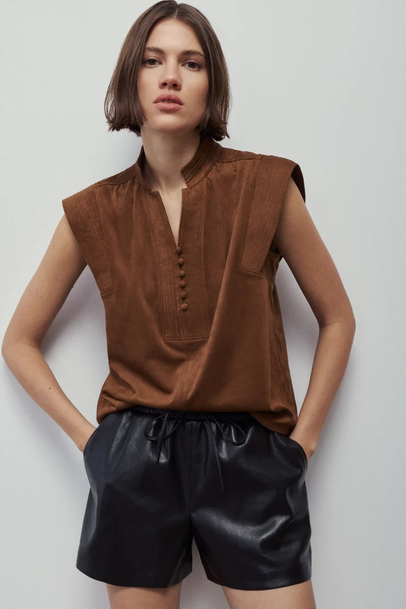 Melissa Nepton- Quentin Blouse in Chestnut