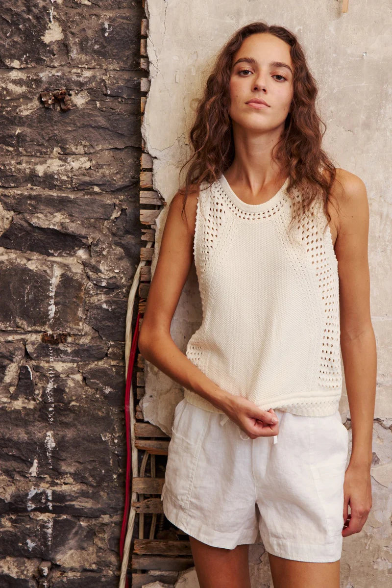 Melissa Nepton- River Sleeveless Sweater in Off White