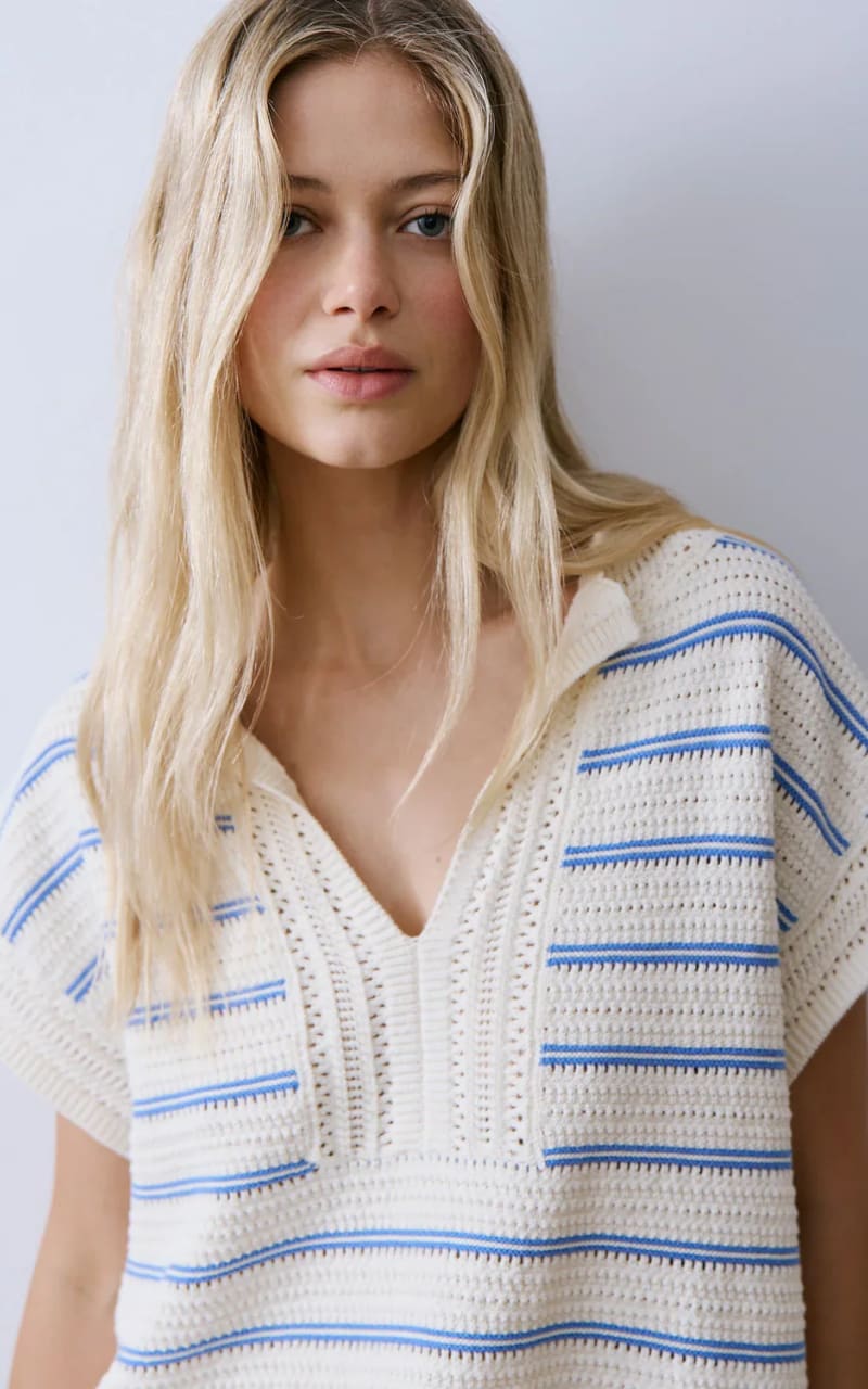 Melissa Nepton- Teresa Sweater in Cream Blue - SWEATER &
