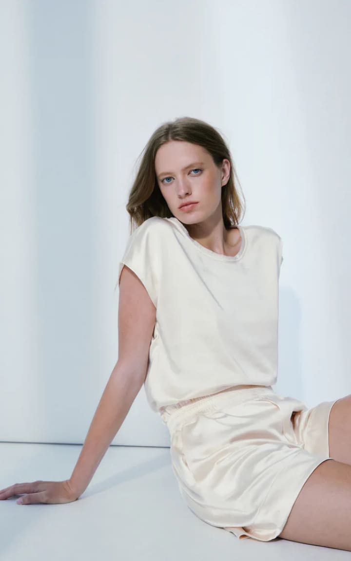 Melissa Nepton- Willow Satin Tee - Off White / XS - T-SHIRT