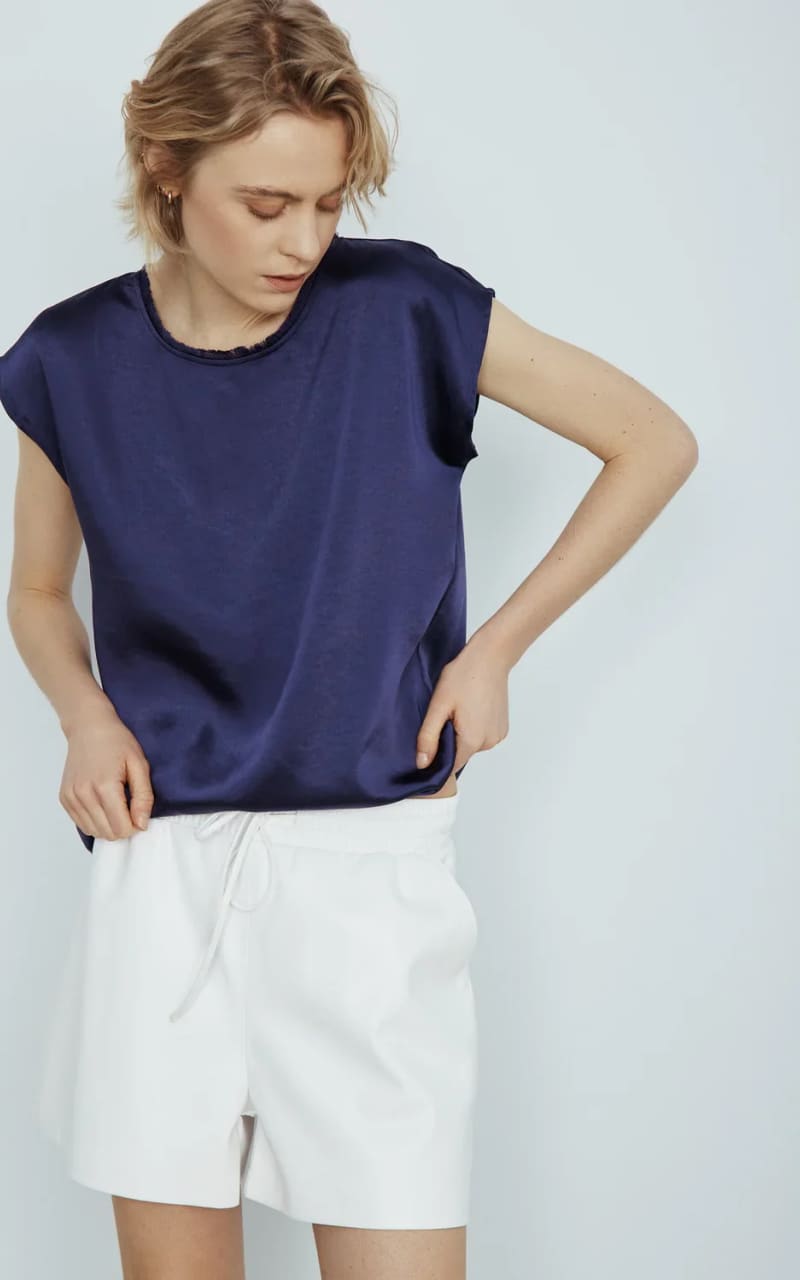 Melissa Nepton- Willow Satin Tee - Deep Navy / XS - T-SHIRT