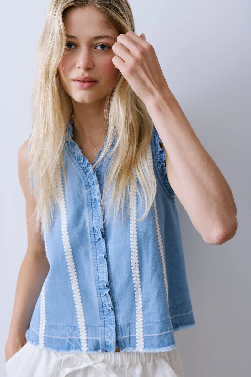 Melissa Nepton- Zander Blouse in Med Blue