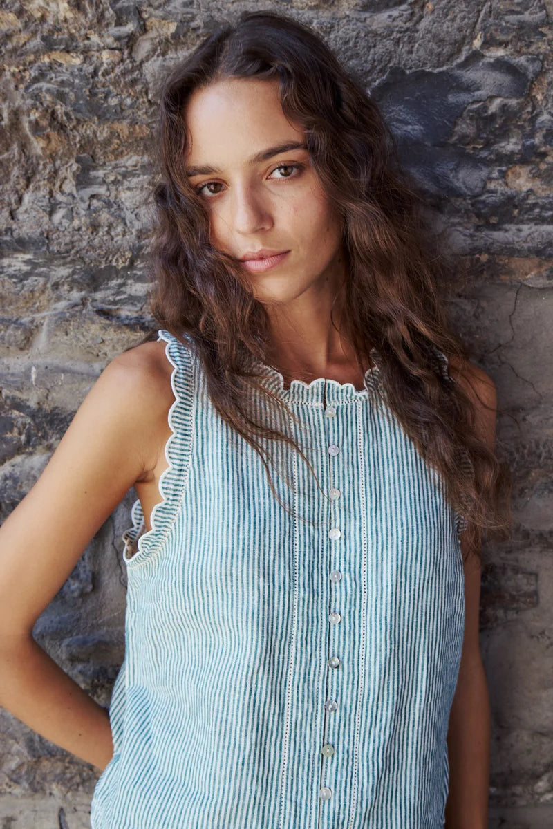 Melissa Nepton- Zola Top in Green Stripe