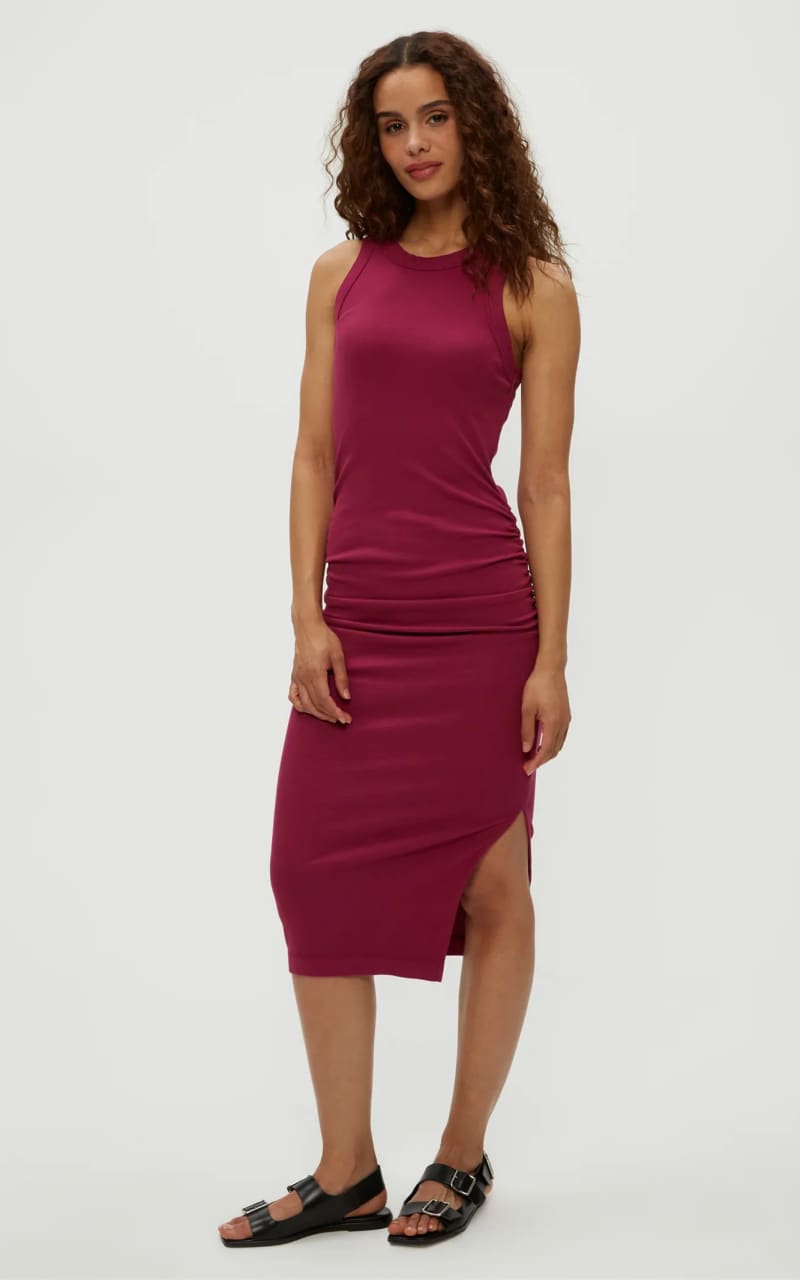 Michael Stars- Wren Ribbed Midi Dress - Cabernet / XS