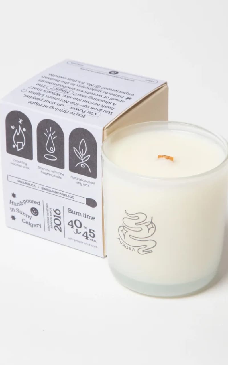 Milk Jar - Coconut Soy Wood Wick Candle in Aurora 8oz -