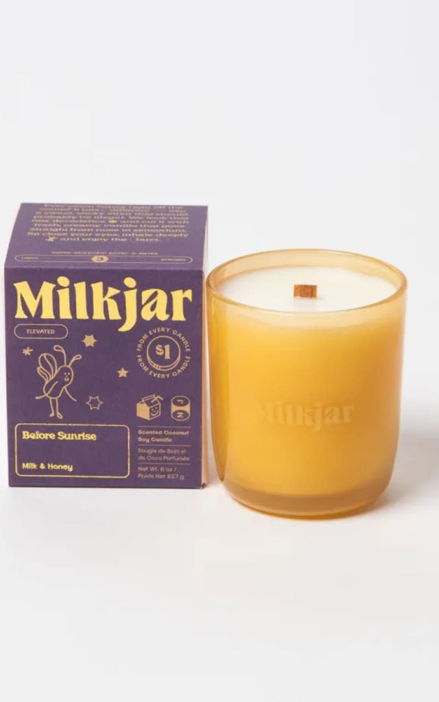 Milk Jar- Coconut Soy Wood Wick Candle in Before Sunrise 8oz