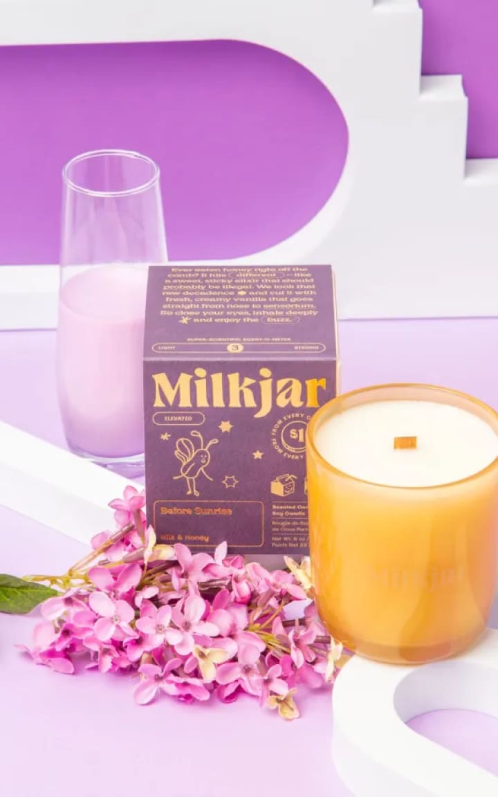 Milk Jar- Coconut Soy Wood Wick Candle in Before Sunrise 8oz