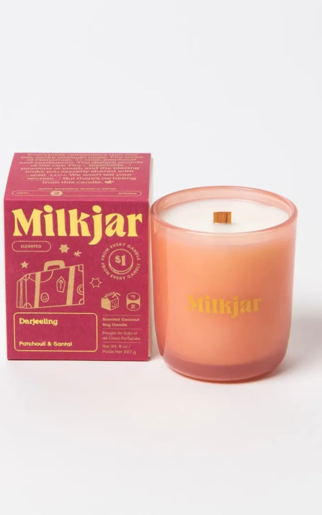 Milk Jar - Coconut Soy Wood Wick Candle in Darjeeling 8oz -