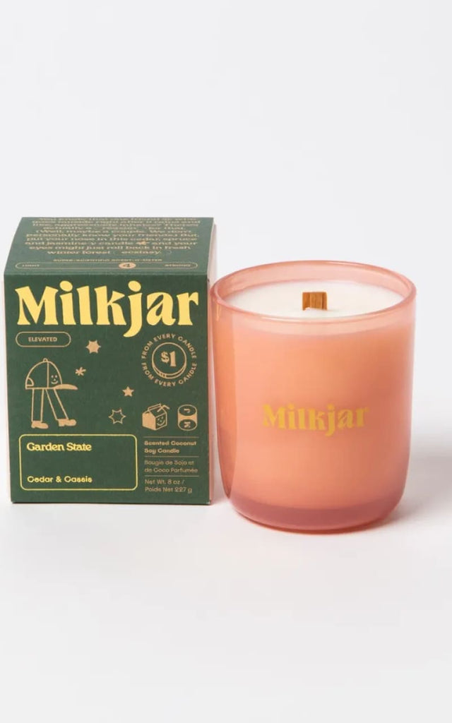 Milk Jar - Coconut Soy Wood Wick Candle in Garden State 8oz