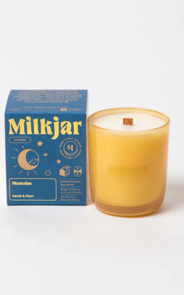 Milk Jar- Coconut Soy Wood Wick Candle in Moonrise 8oz -