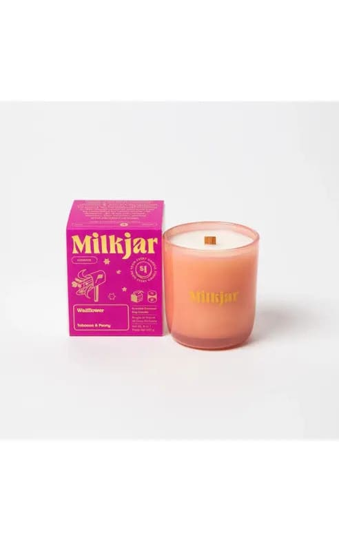 Milk Jar- Coconut Soy Wood Wick Candle in Wallflower 8oz -