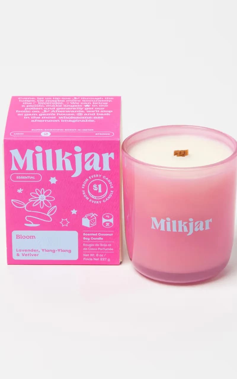 Milk Jar- Jar - Coconut Soy Wood Wick Candle in Silver