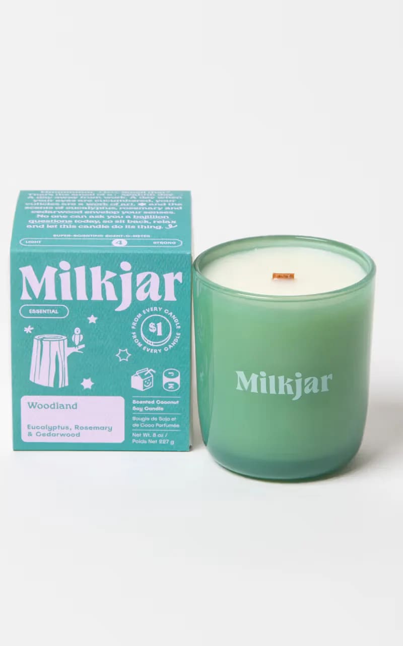 Milk Jar - Coconut Soy Wood Wick Candle in Woodland 8oz