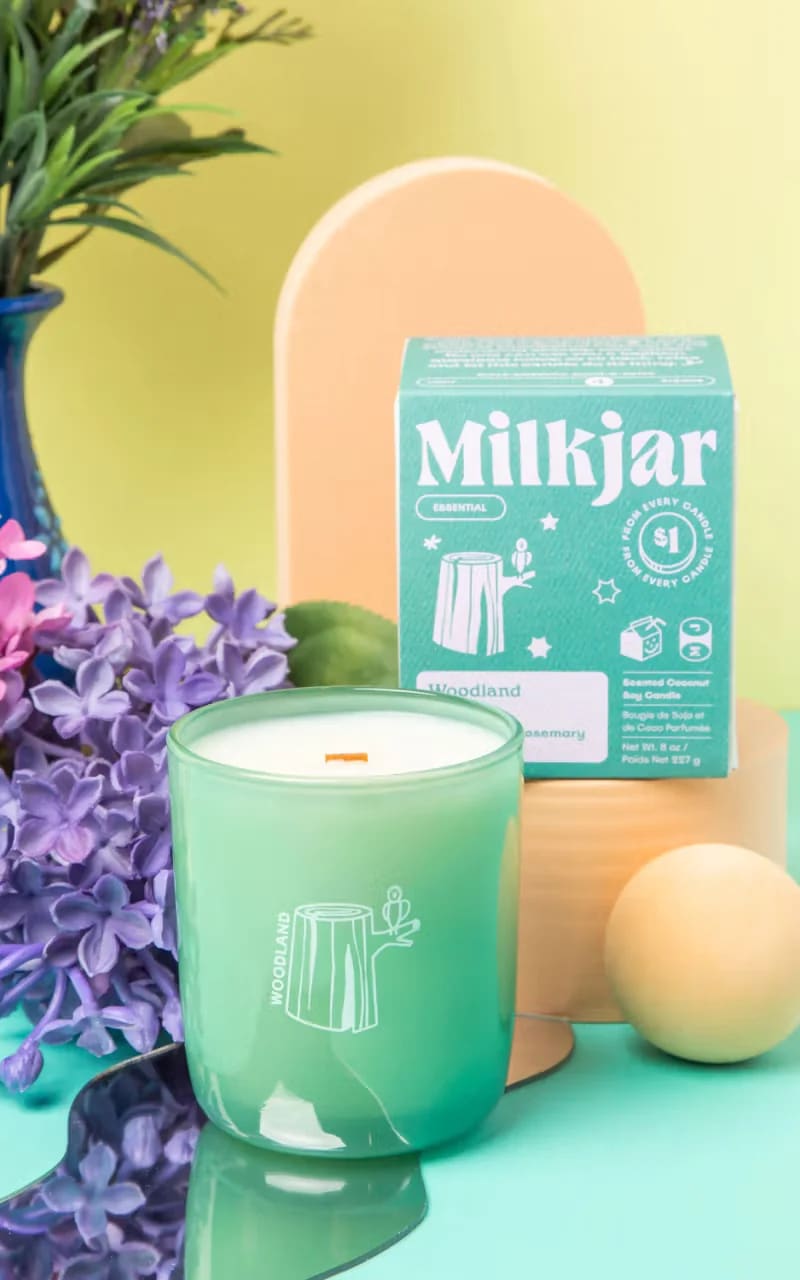 Milk Jar - Coconut Soy Wood Wick Candle in Woodland 8oz