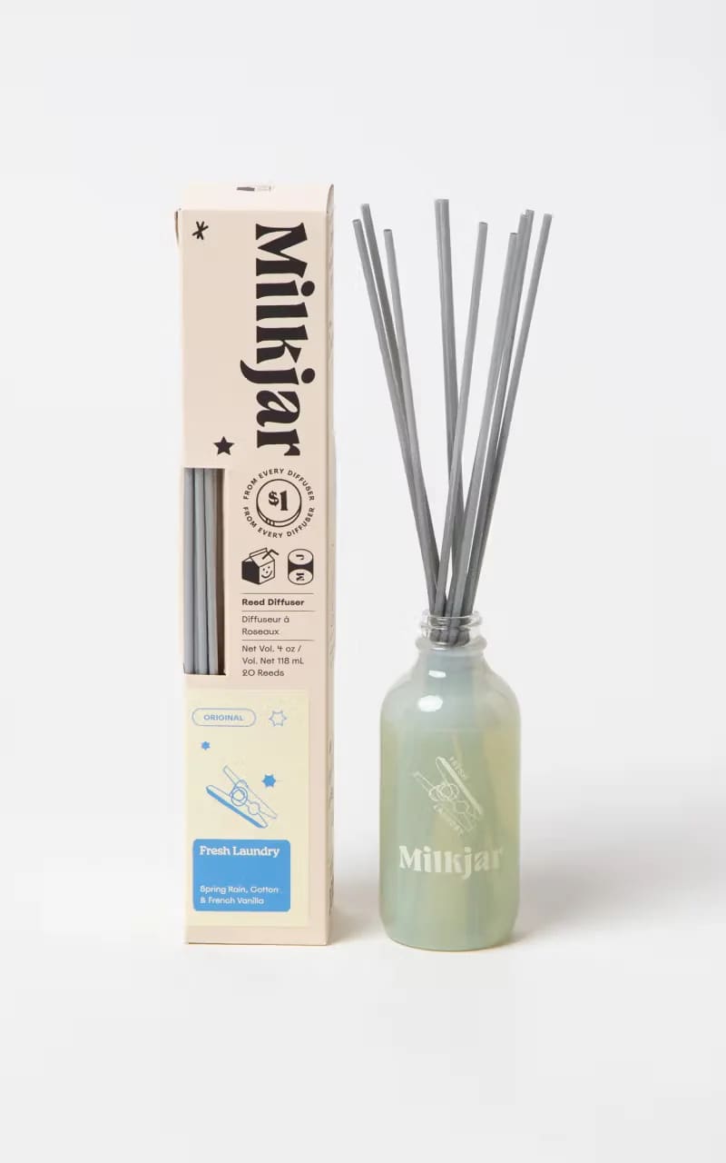 Milk Jar- Reed Diffuser in Fresh Laundry 4oz - Gift & Home