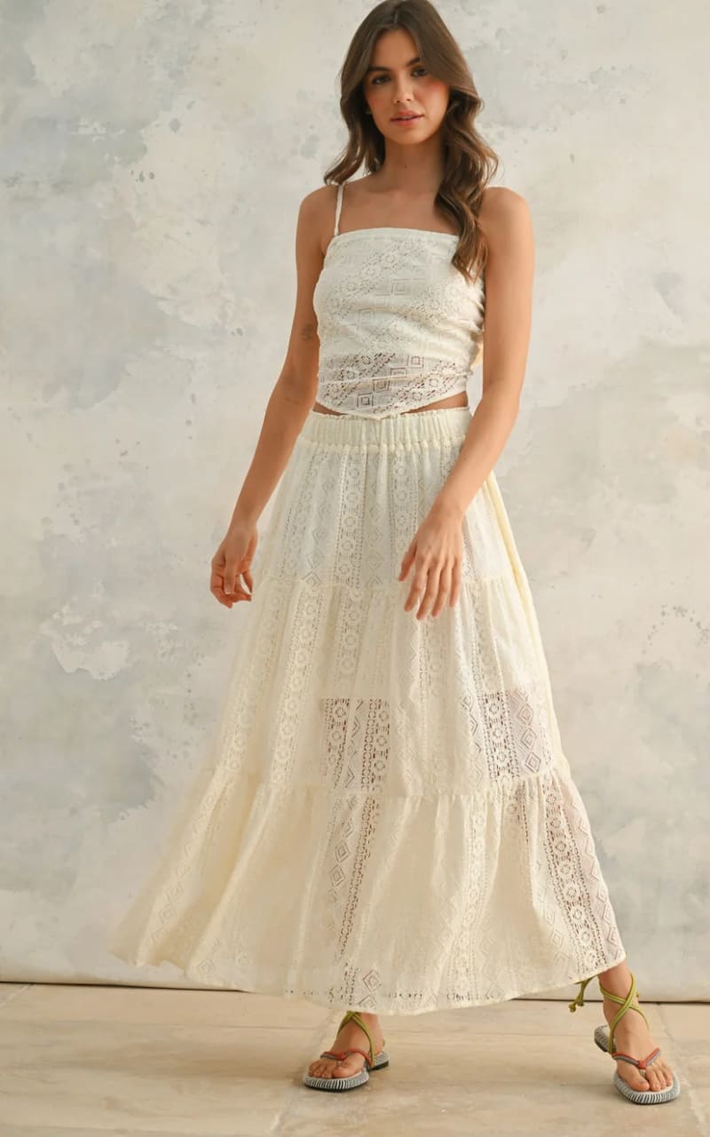 Miou Muse - Crochet Lace Fabric Tube Handkerchief Top