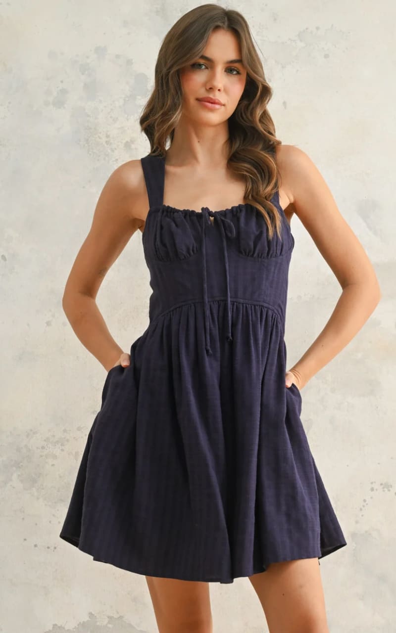Miou Muse - Textured Pattern Mini Dress - DRESS