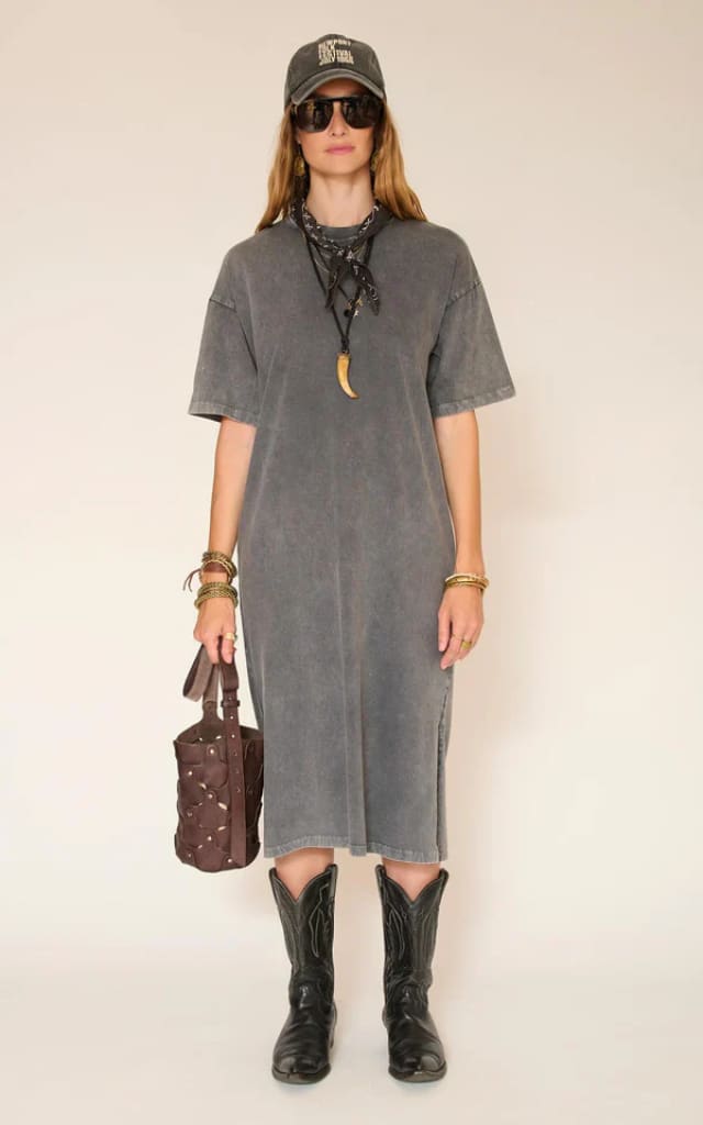 MKT Studio- Rimane T-Shirt Dress in Grey - DRESS