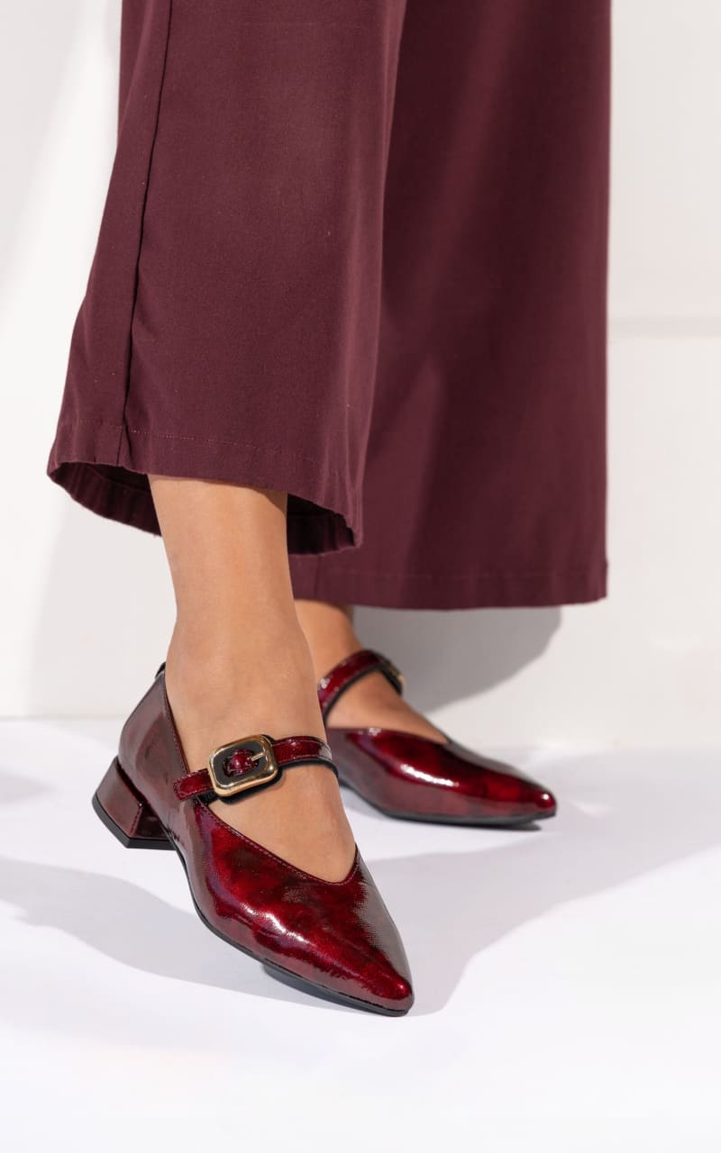 MLV - Low Heel Shoes Lea in Burgundy - footwear