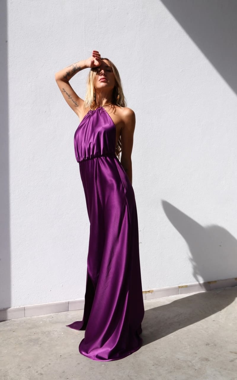 Moqette - Chain Open Back Satin Gown - DRESS