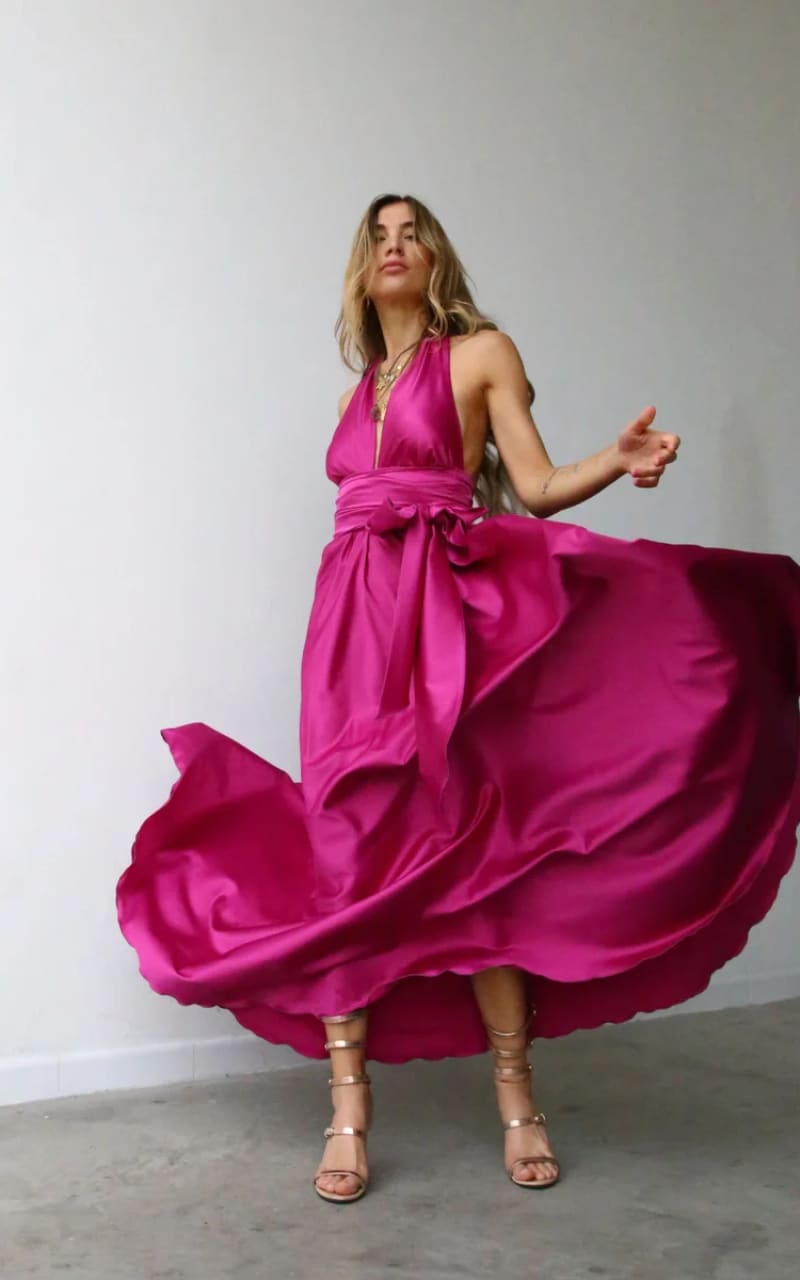 Moqette Marilyn Cup Maxi Dress in Cyclamen DRESS
