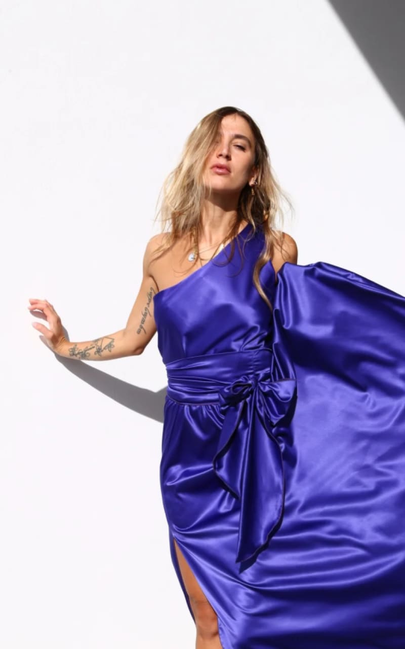 Moqette - One Shoulder Satin Dress - DRESS