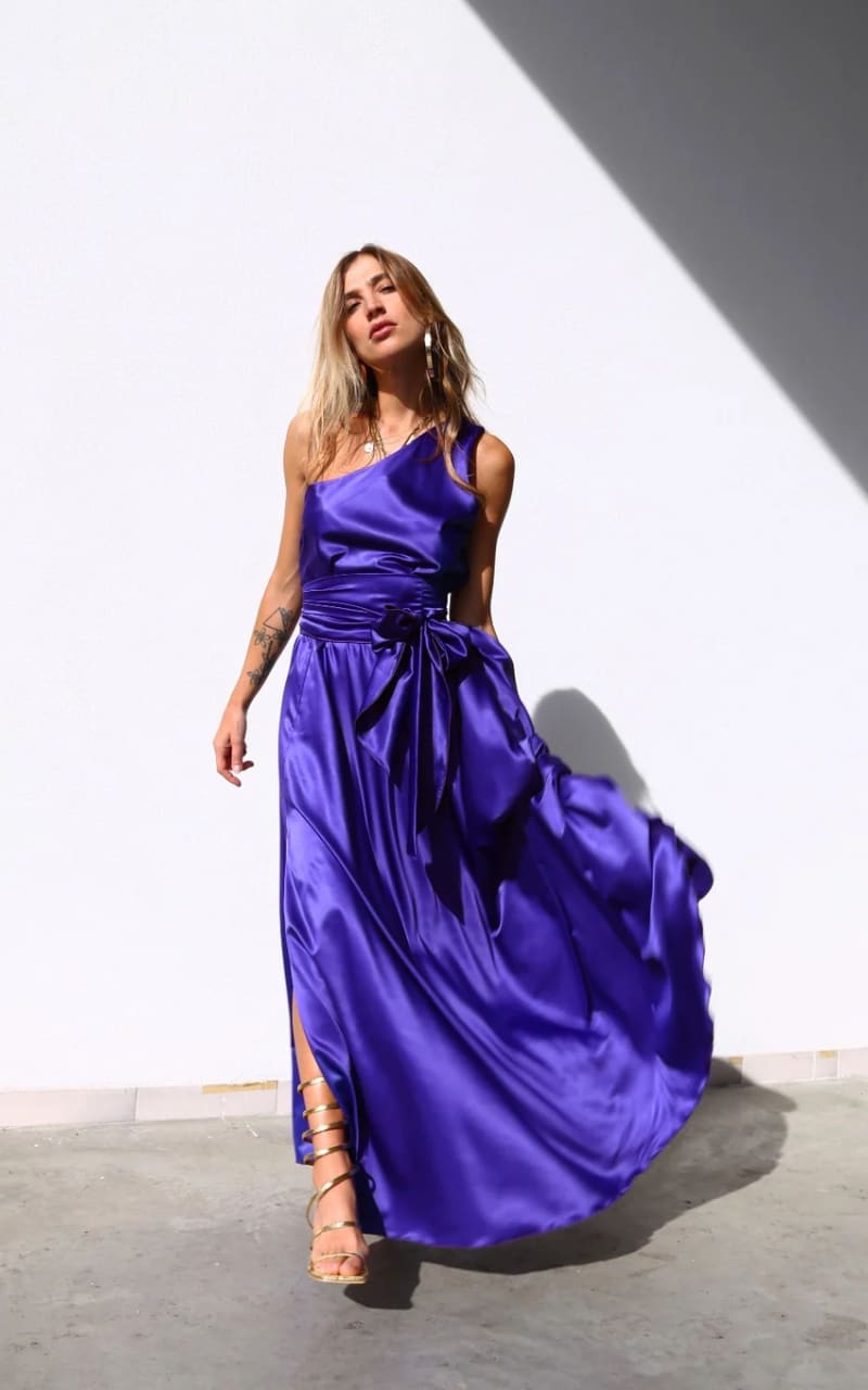 Moqette - One Shoulder Satin Dress - DRESS