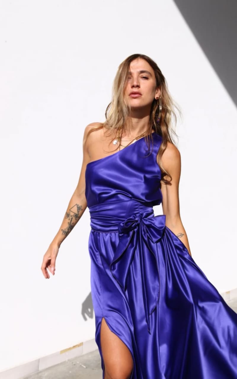 Moqette - One Shoulder Satin Dress - DRESS