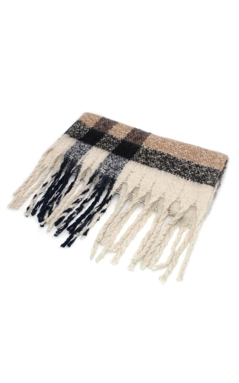 Morgan & Taylor- Sephy Fringe Scarf in Cream - ACCESSORIES