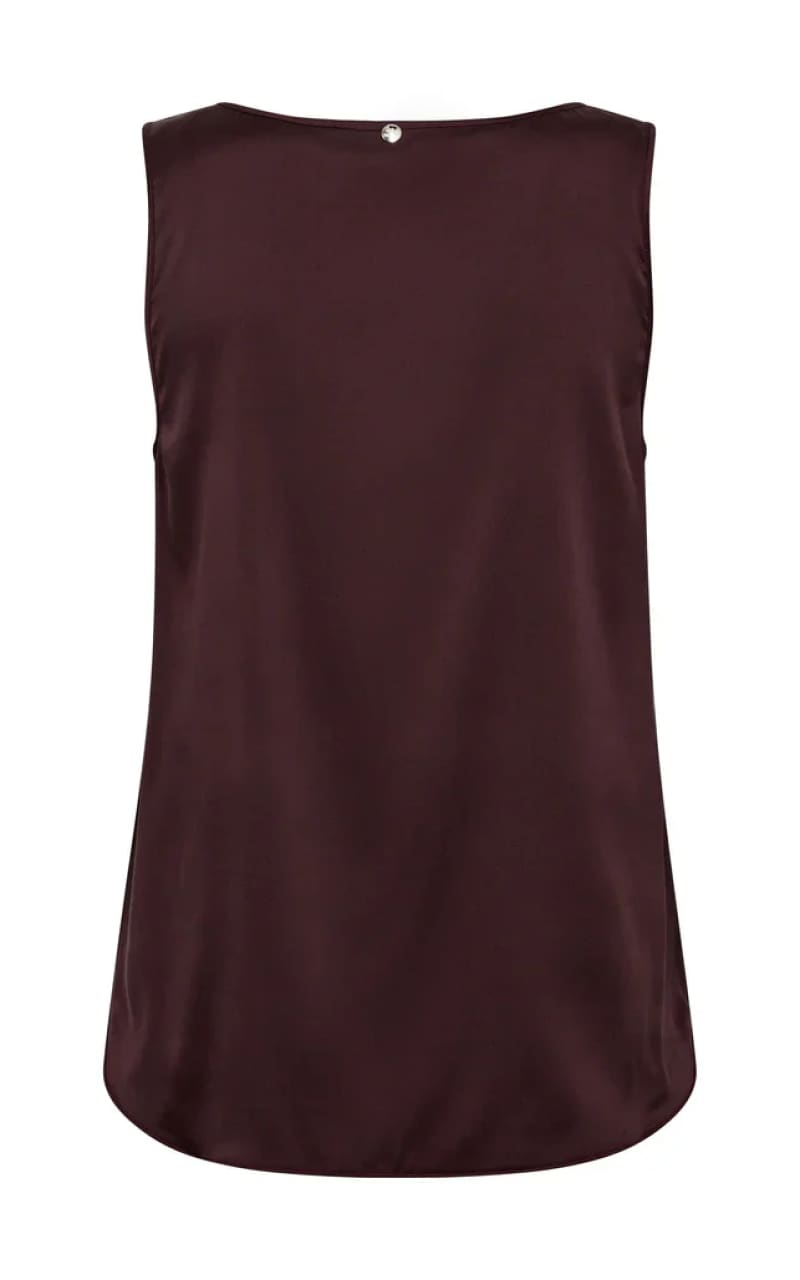 Mosh Mosh- Astrid V-Neck Silk Tank Top in Fudge - Blouses &