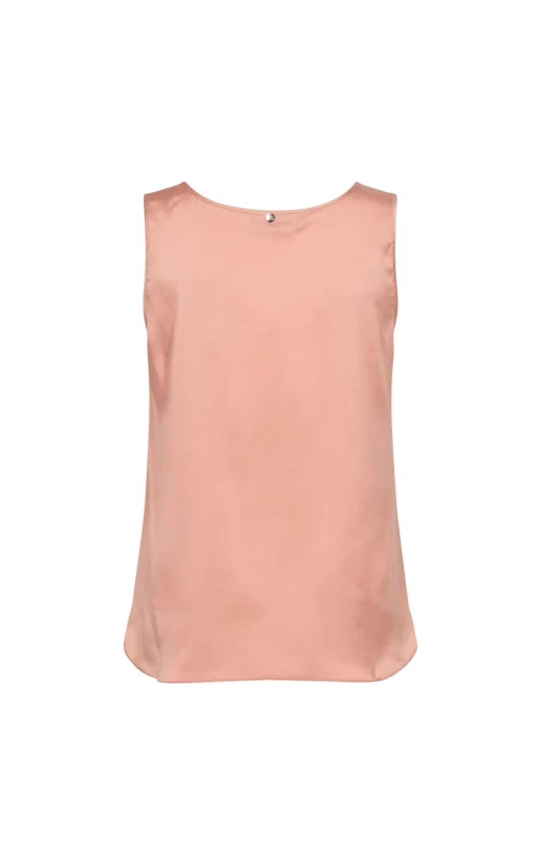 Mos Mosh- Astrid V-Neck Silk Tank Top in Peachy - Blouses &
