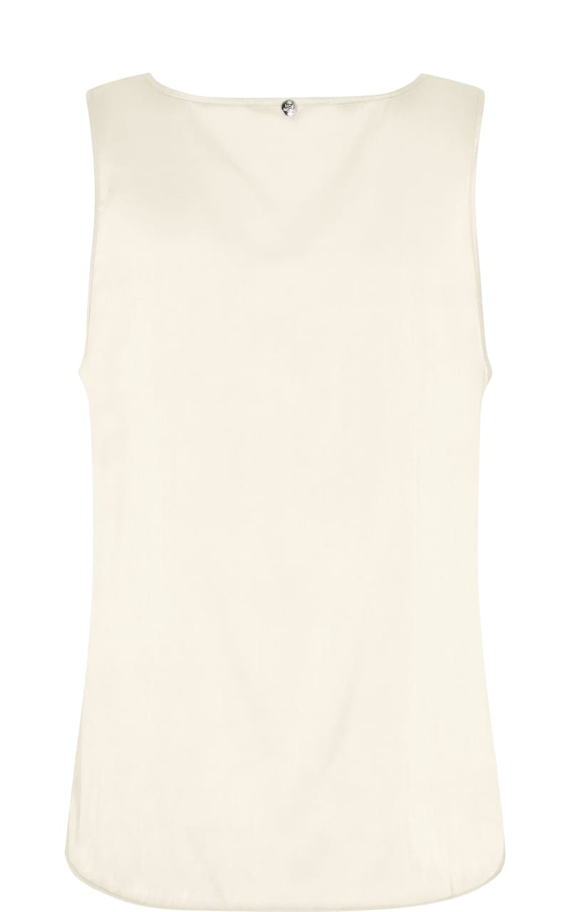 Mos Mosh- Astrid V-Neck Silk Tank Top in Ecru - Shirts &