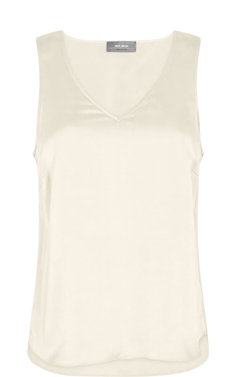 Mos Mosh- Astrid V-Neck Silk Tank Top in Ecru - Shirts &